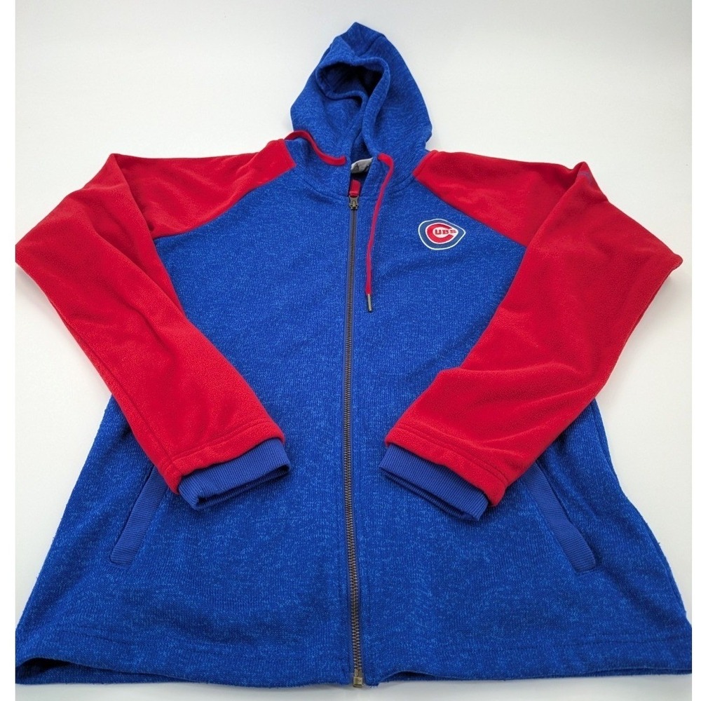 Columbia Chicago Cubs Womens‎ Medium Full Zip Fleece Hoodie Blue Red Jacket MLB